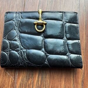 Italian Leather Wallet black leather with gold clasp